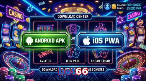 Main screen of Bet66 download page for PK players